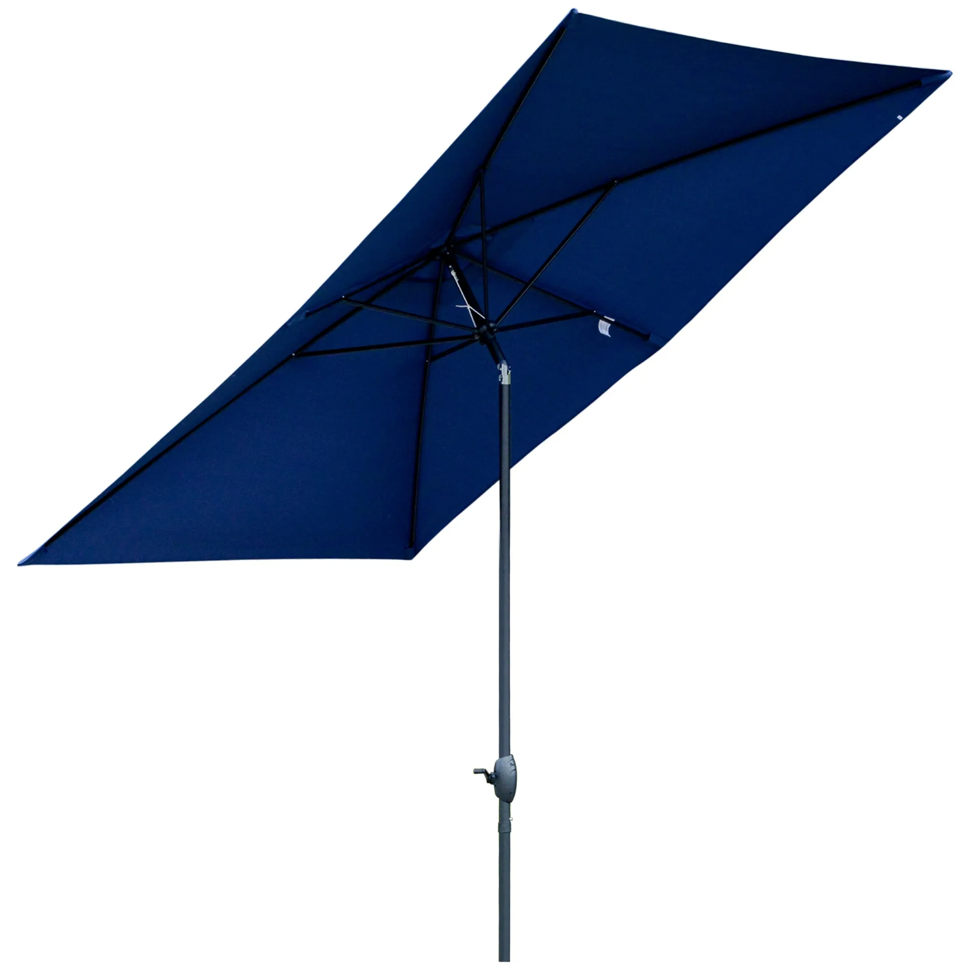 Blue Rectangular Shade: 6.6x10ft Patio Umbrella with Crank