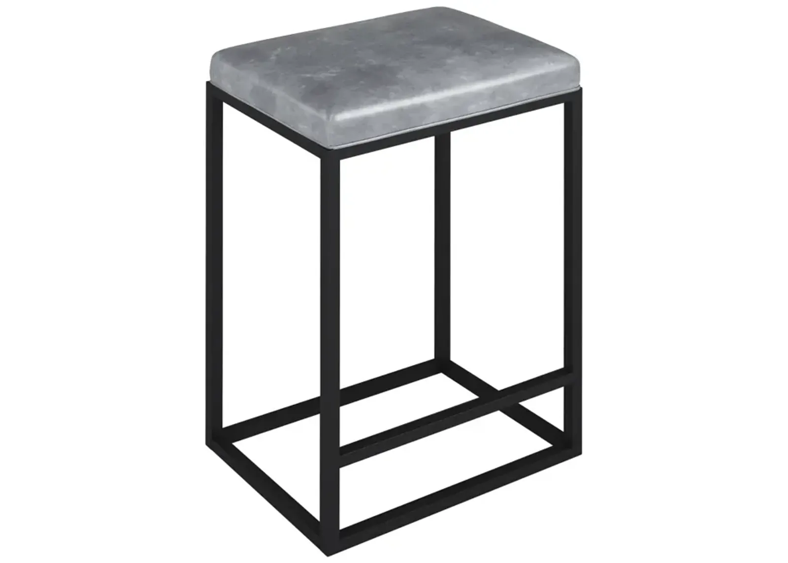 (Set Of 2) Riley Indoor Grey Metal Faux Leather Bar Stools