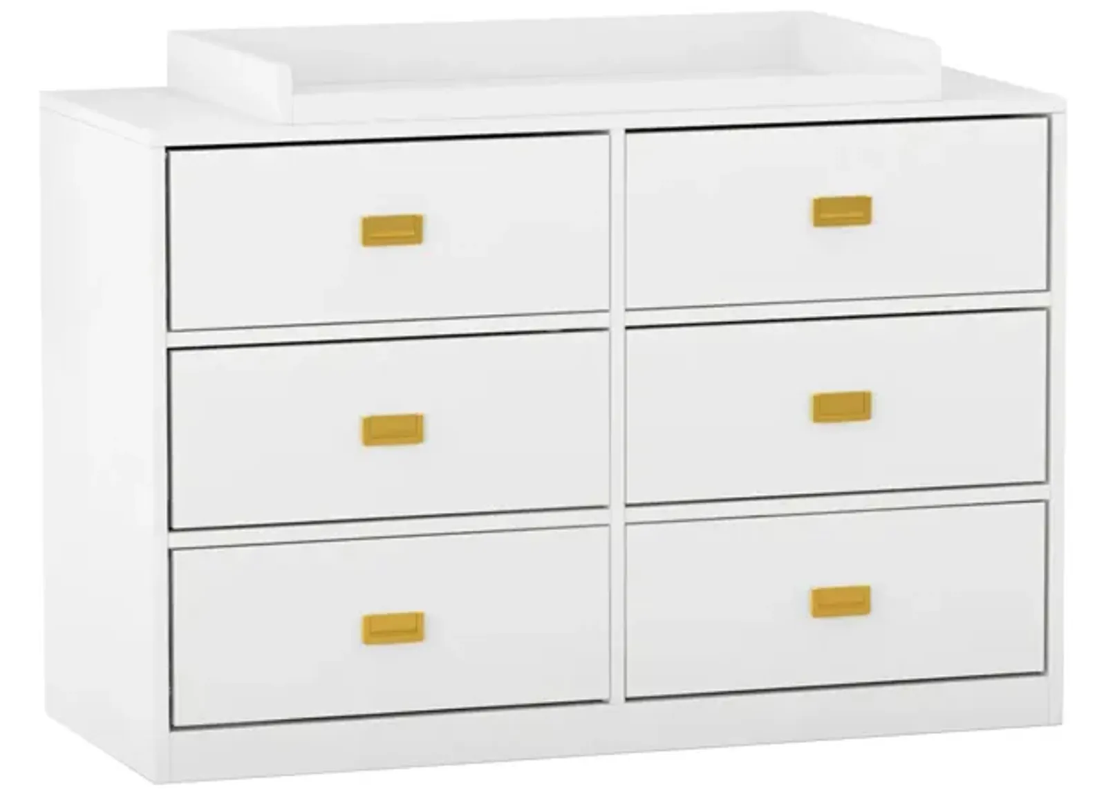 6-Drawer White Wooden Chest of Drawers Storage Dresser Freestanding Cabinet 45.1 in. W x 18.9 in. D x 30.1 in. H