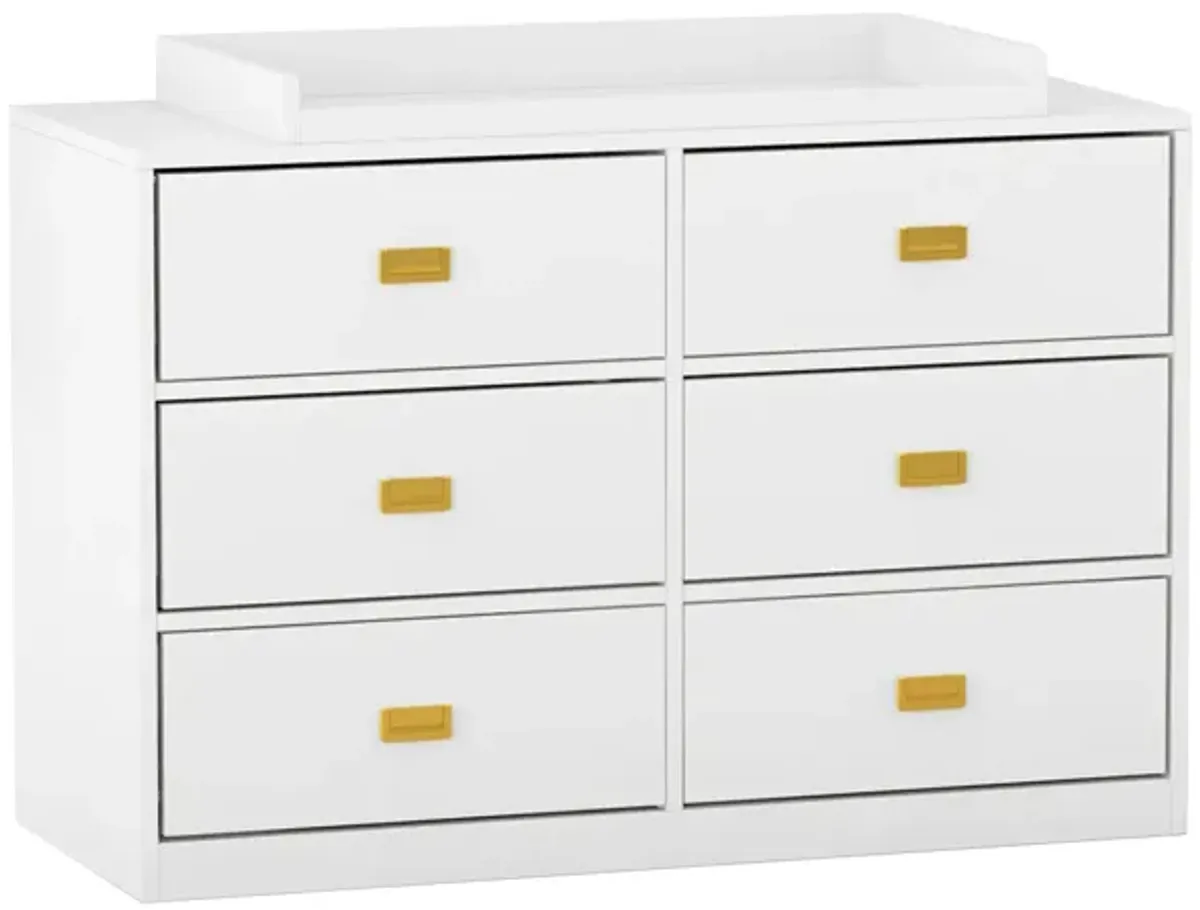 6-Drawer White Wooden Chest of Drawers Storage Dresser Freestanding Cabinet 45.1 in. W x 18.9 in. D x 30.1 in. H