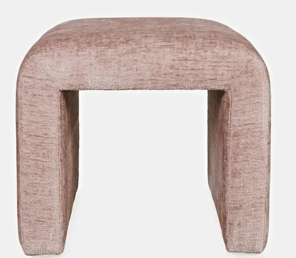 Jofran Luxury Curved Upholstered Waterfall Jacquard Petite Ottoman Bench - Set of 2