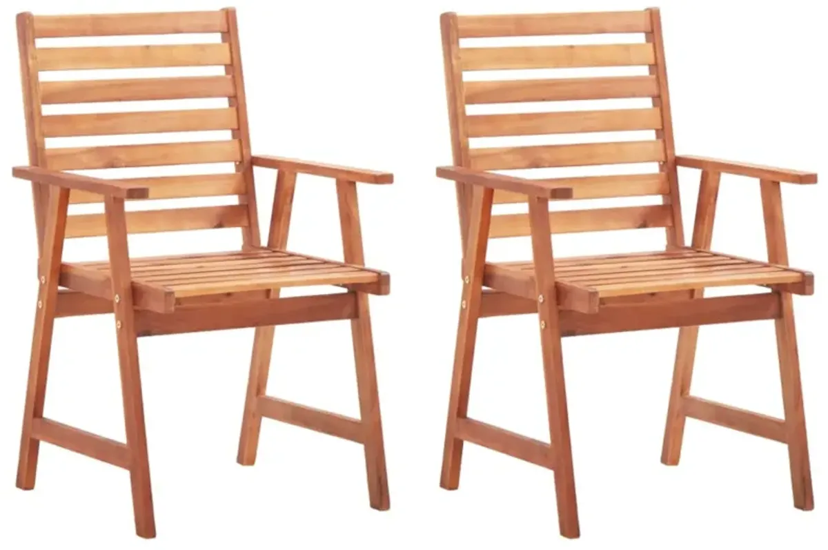 vidaXL Outdoor Dining Chairs 2 pcs with Cushions Solid Acacia Wood