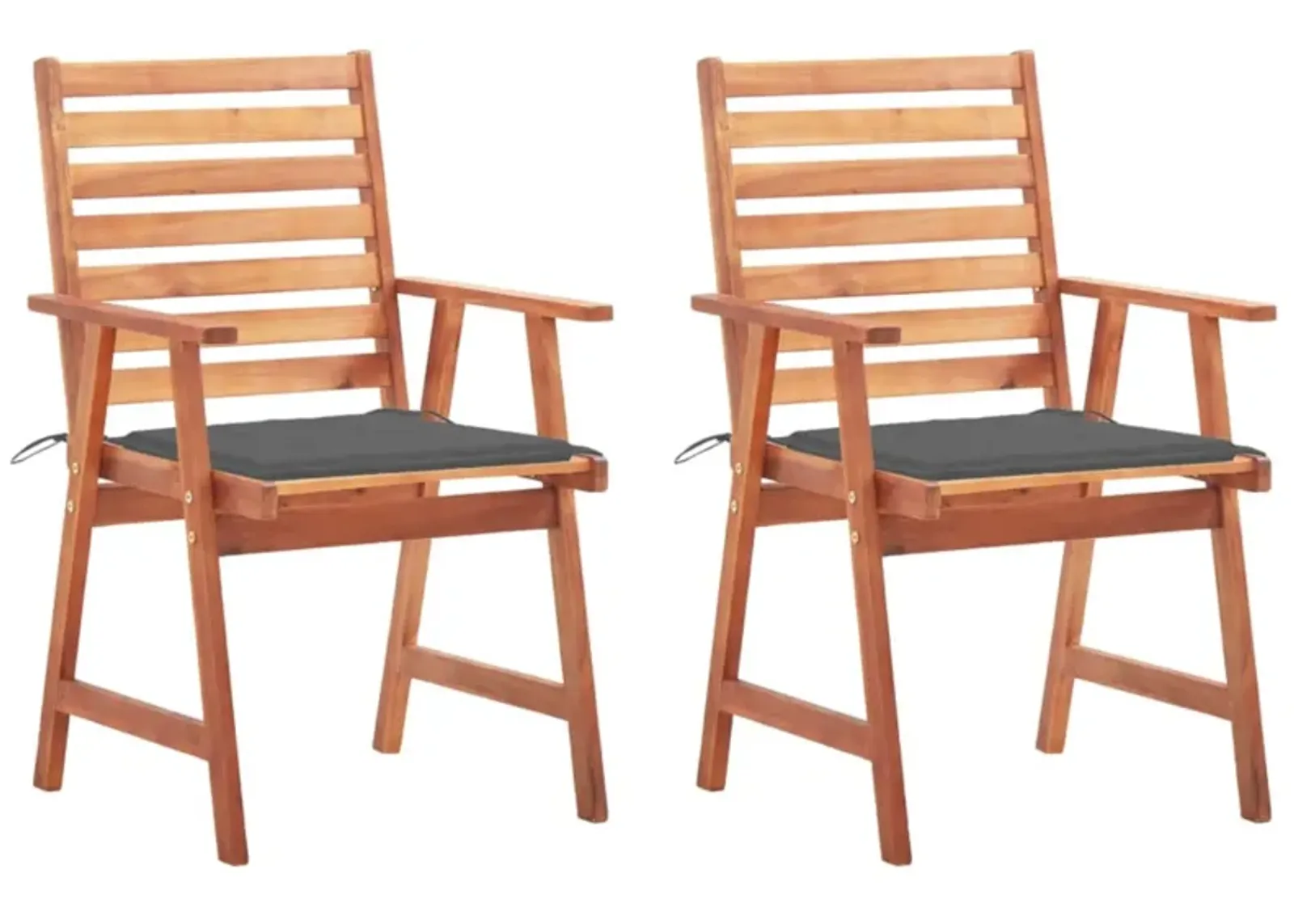 vidaXL Outdoor Dining Chairs 2 pcs with Cushions Solid Acacia Wood