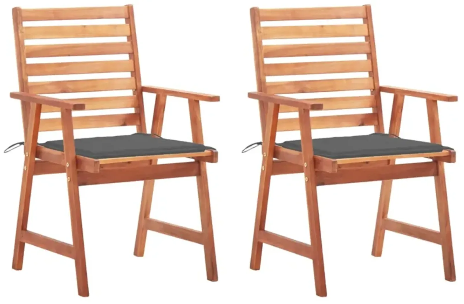 vidaXL Outdoor Dining Chairs 2 pcs with Cushions Solid Acacia Wood