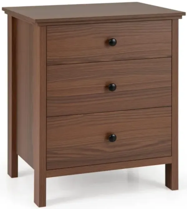 Hivvago 3-Drawer Nightstand with Wooden Finish for Bedroom