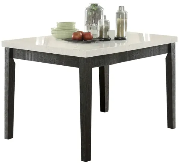 Nolan Counter Height Table in White Marble & Salvage Dark Oak