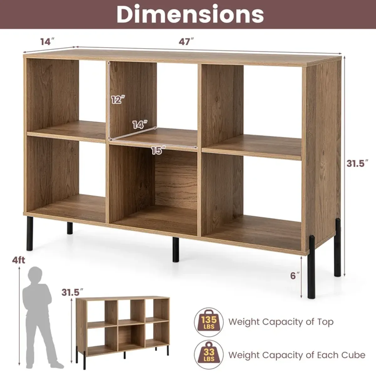 Open-Back Bookshelf with Drawer for Study