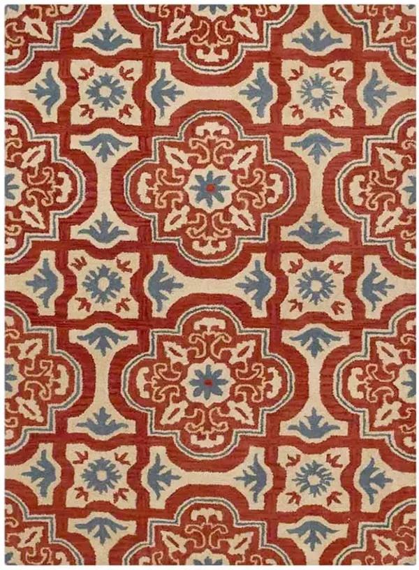 RUGSOTIC CARPETS HAND TUFTED WOOL ECO-FRIENDLY AREA RUGS  - 3'x5', Rectangle Shape, Red & Beige, Floral Modern Design, High Pile Thick Handmade Area Rugs for Living Room, Bed Room (K00230)