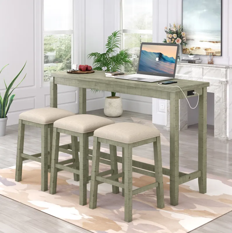 Merax Rustic Bar Dining Set with Socket