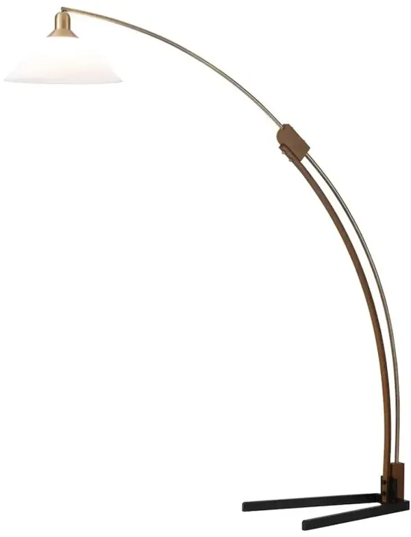 NOVA OF CALIFORNIA Melmar Arc Floor Lamp - Weathered Brass and Walnut, Dimmer Switch, V-base
