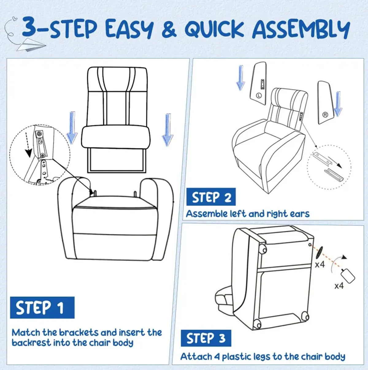 Comfortable Kids Recliner Chair with Side Pockets and Adjustable Footrest for Playtime and Relaxation