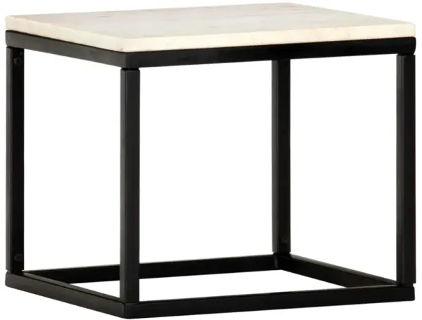 vidaXL Coffee Table White 15.7"x15.7"x13.8" Real Stone with Marble Texture