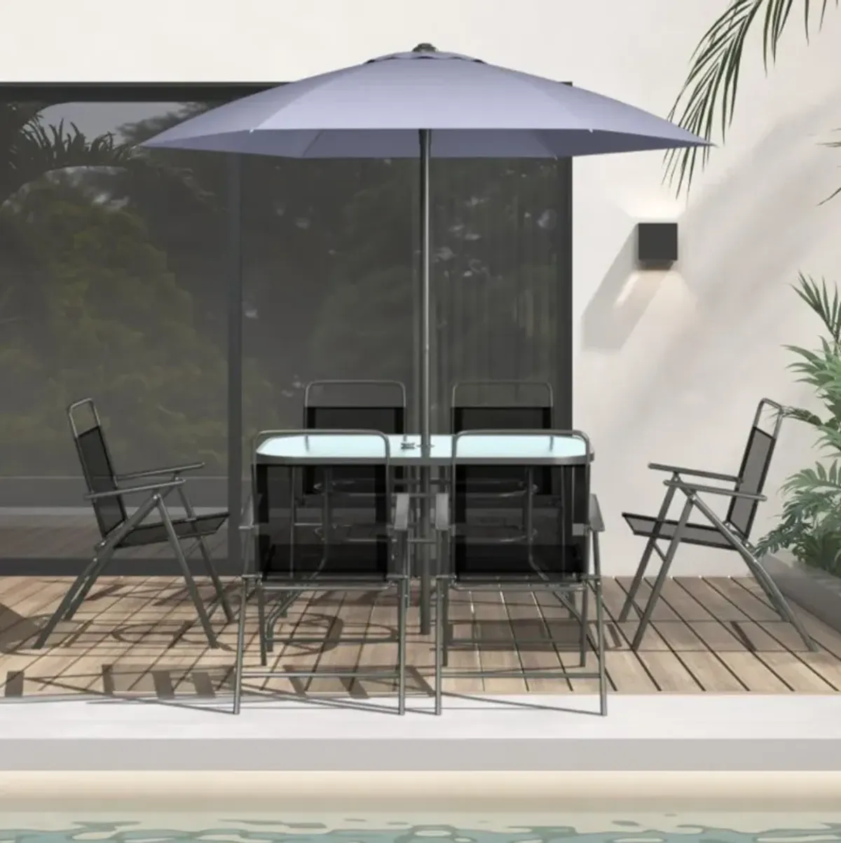 Hivvago 6.8 FT Patio Umbrella with Air Vent and Metal Ribs