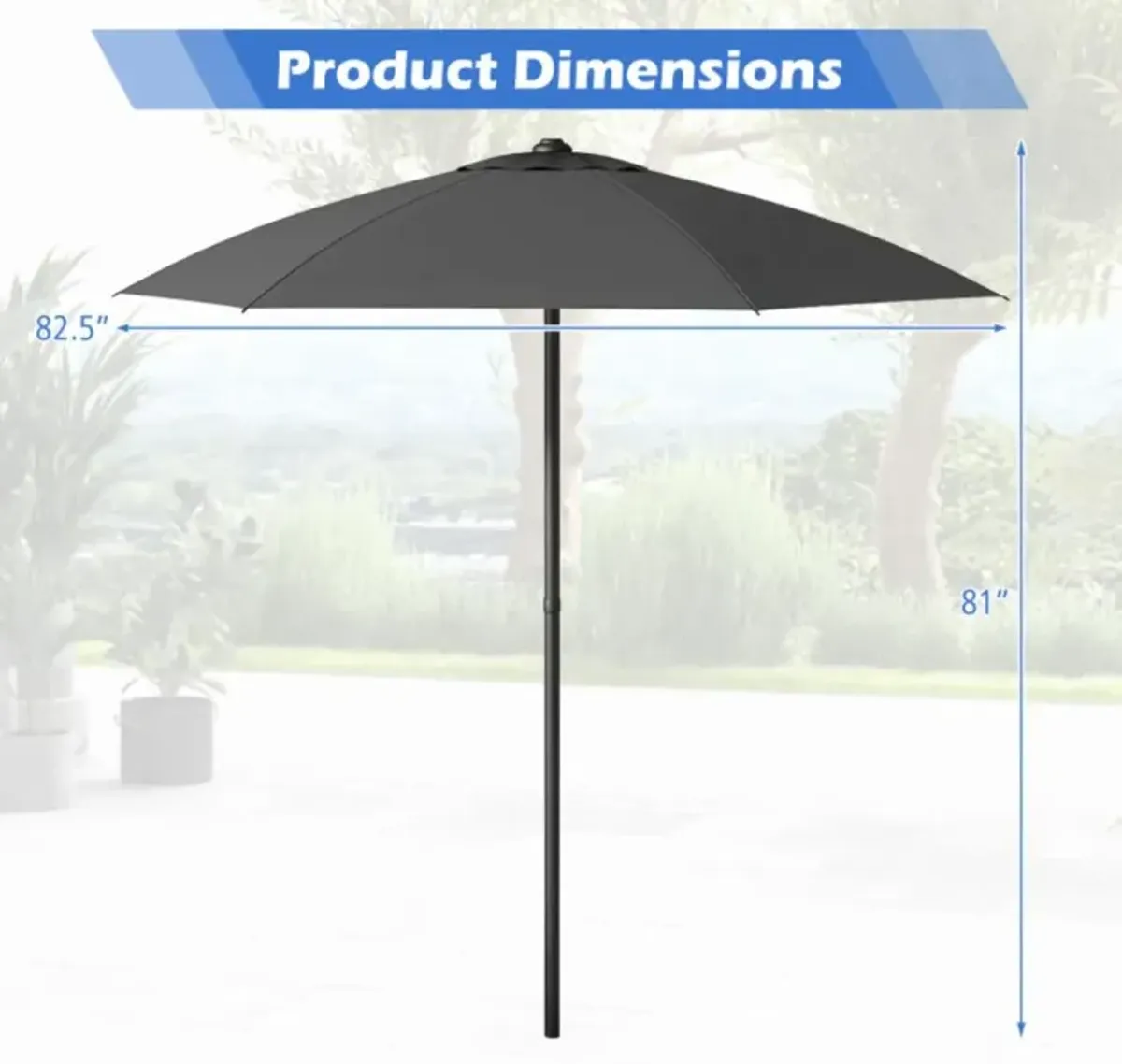 Hivvago 6.8 FT Patio Umbrella with Air Vent and Metal Ribs