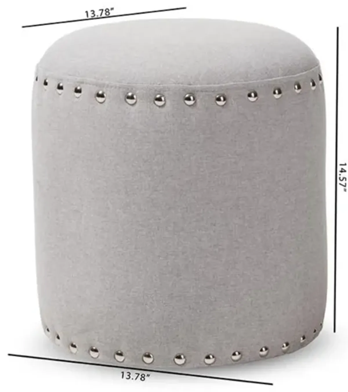 Rosine Modern and Contemporary Light Grey Fabric Upholstered Nail Trim Ottoman