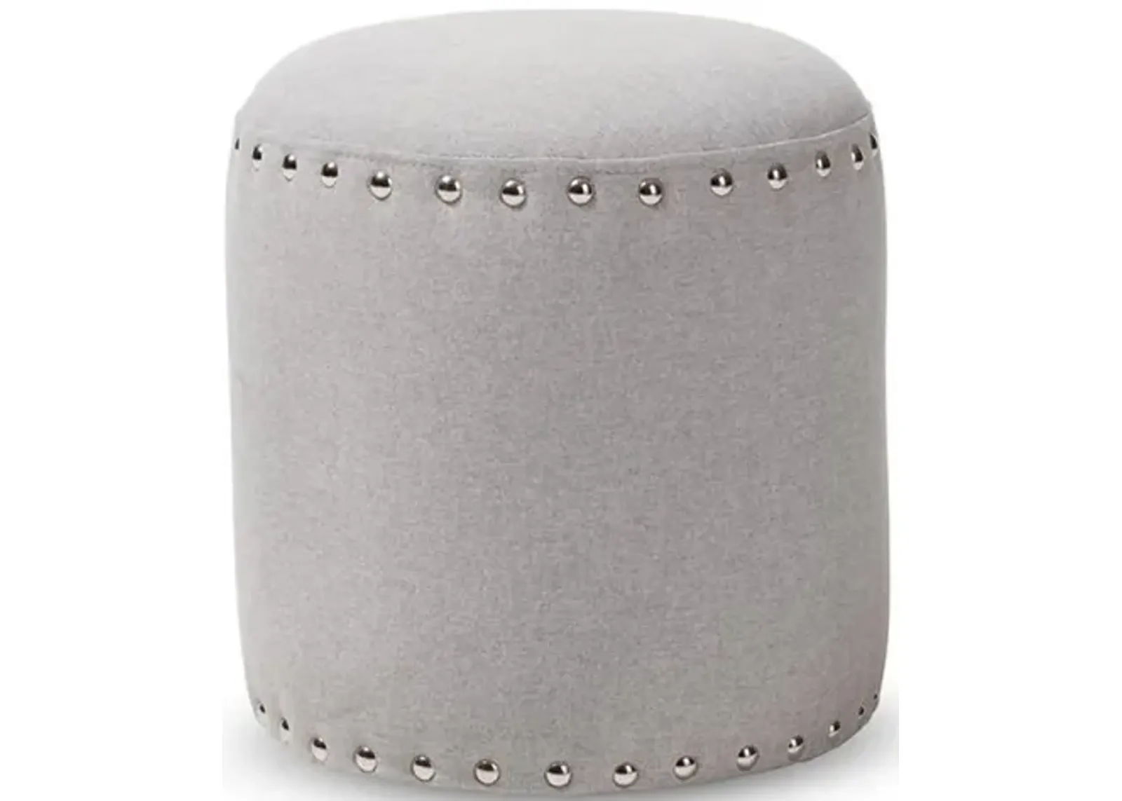 Rosine Modern and Contemporary Light Grey Fabric Upholstered Nail Trim Ottoman