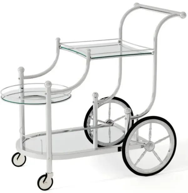 Hivvago Kitchen Rolling Bar Cart with Tempered Glass Suitable for Restaurant and Hotel