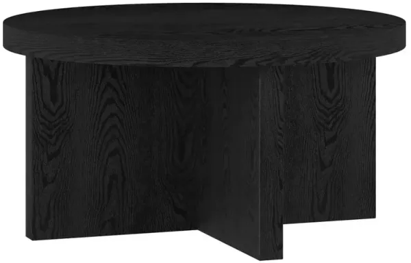 Hudson&Canal Elna 33 Wide Round Coffee Table in Black Grain