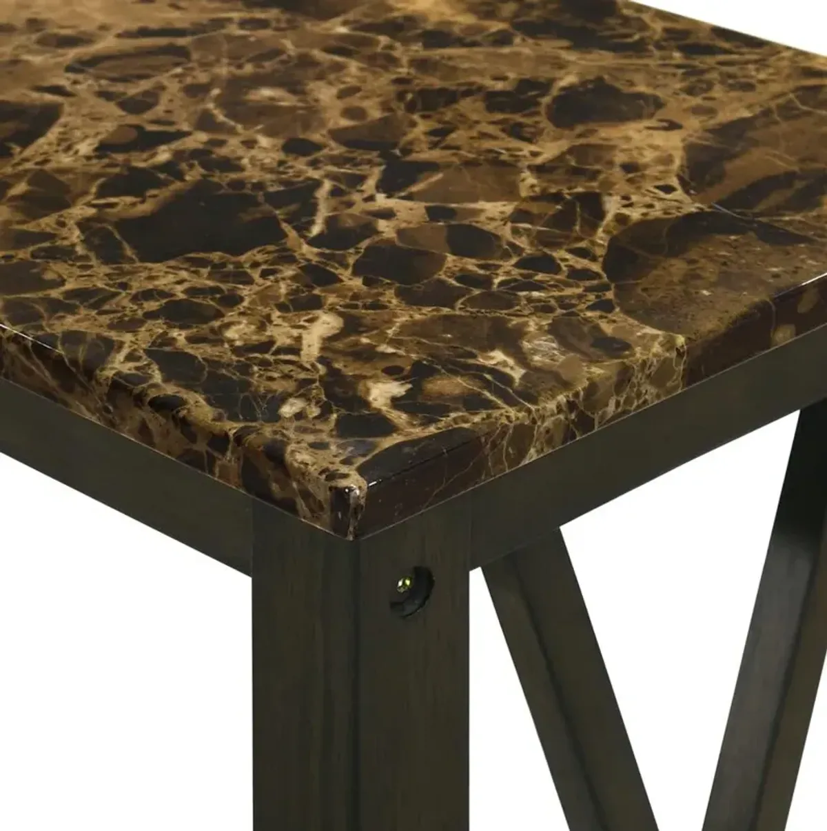 New Classic Furniture Furniture Eden 1-Shelf Faux Marble & Wood End Table in Espresso