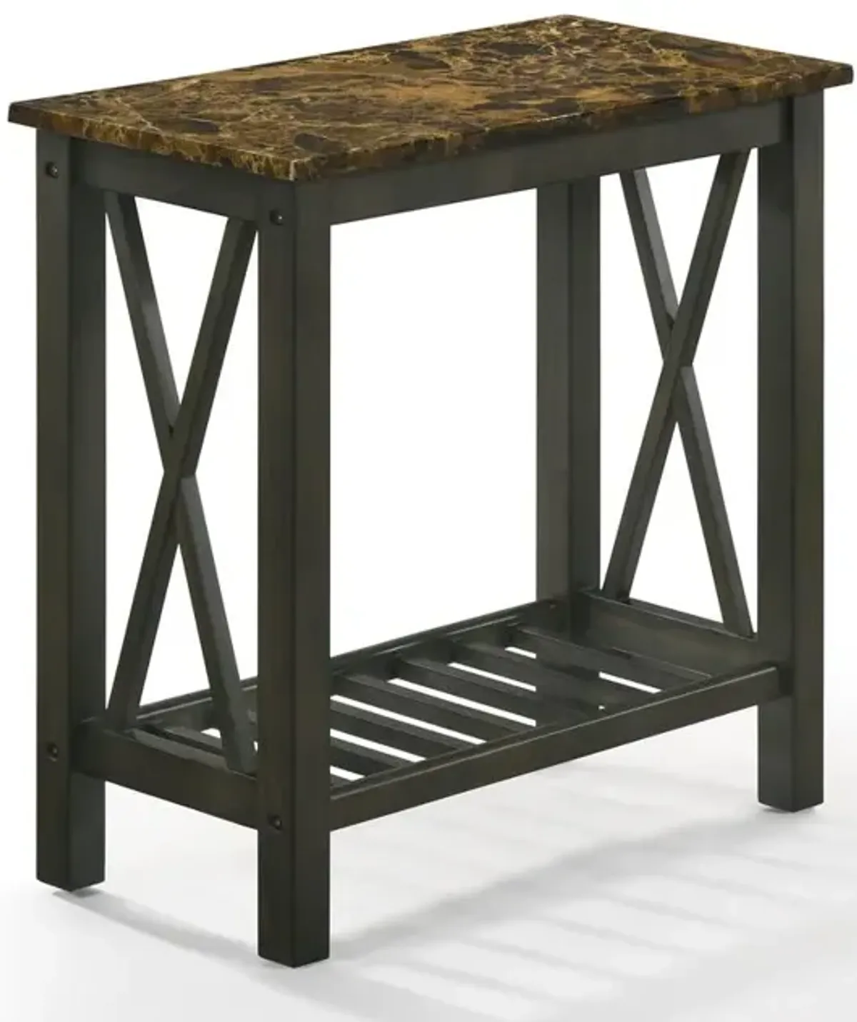 New Classic Furniture Furniture Eden 1-Shelf Faux Marble & Wood End Table in Espresso