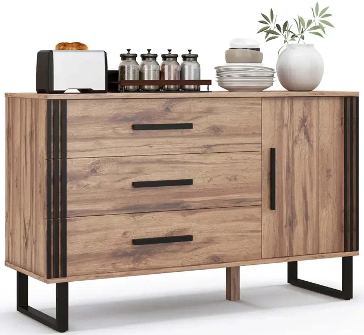 Sideboard Buffet Cabinet Credenza Storage Cabinet with 3 Drawers