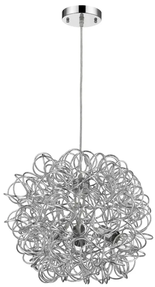 Hivvago Mingle 3-Light Polished Chrome Pendant With Faceted Chrome Aluminum Wire Shade