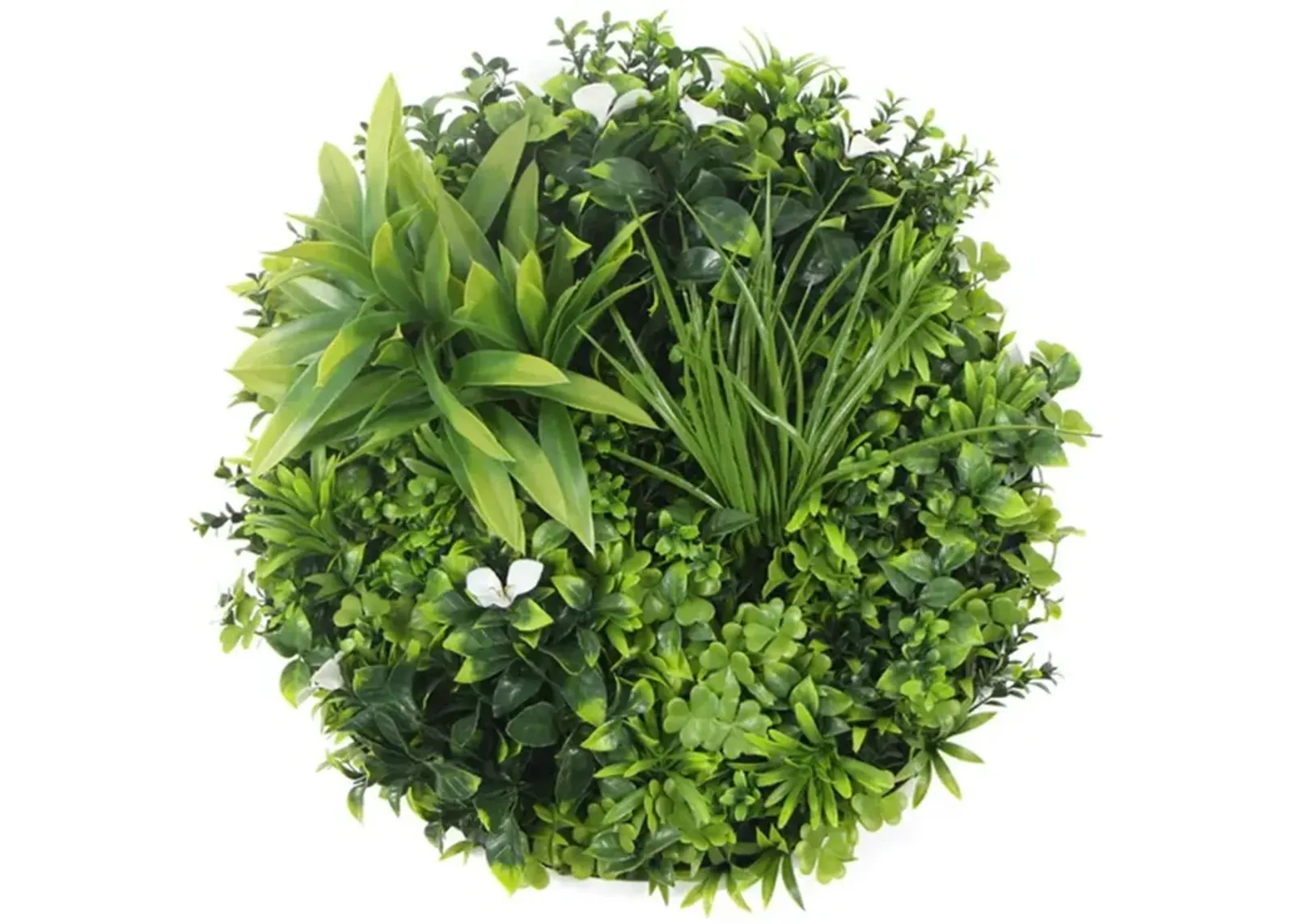 Slimline Flowering White Artificial Green Wall Disc UV Resistant 40" (White Frame Wall Art)