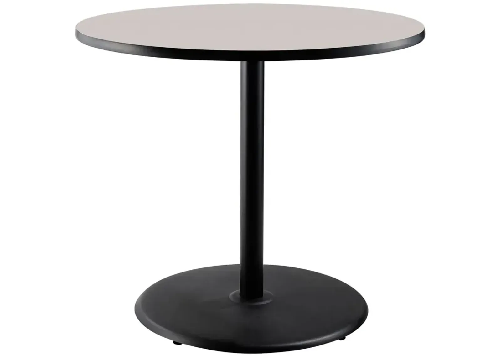 NPS® Café Table, 36" Round, Round Base, 36" Height, Particleboard Core/T-Mold, Grey