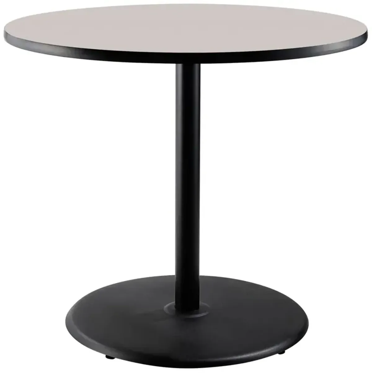 NPS® Café Table, 36" Round, Round Base, 36" Height, Particleboard Core/T-Mold, Grey