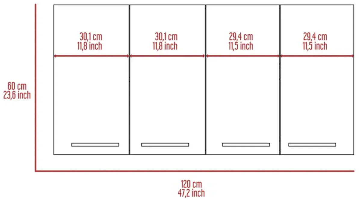 Stockton Rectangle Four Swing Doors Wall Cabinet Wengue