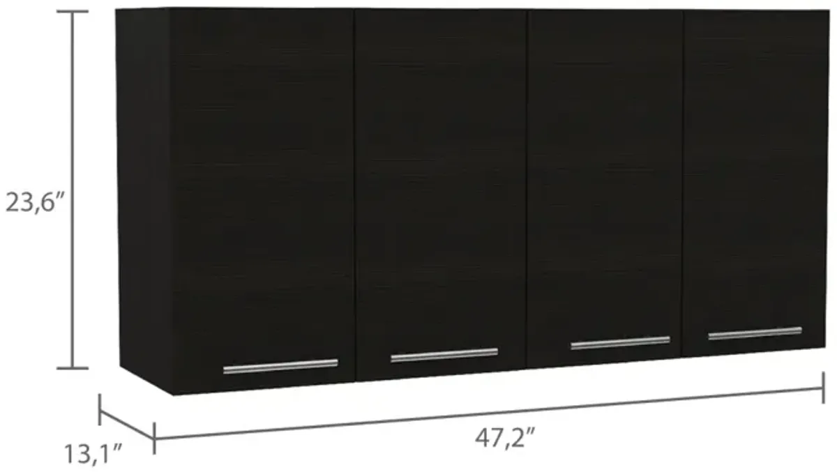 Stockton Rectangle Four Swing Doors Wall Cabinet Wengue