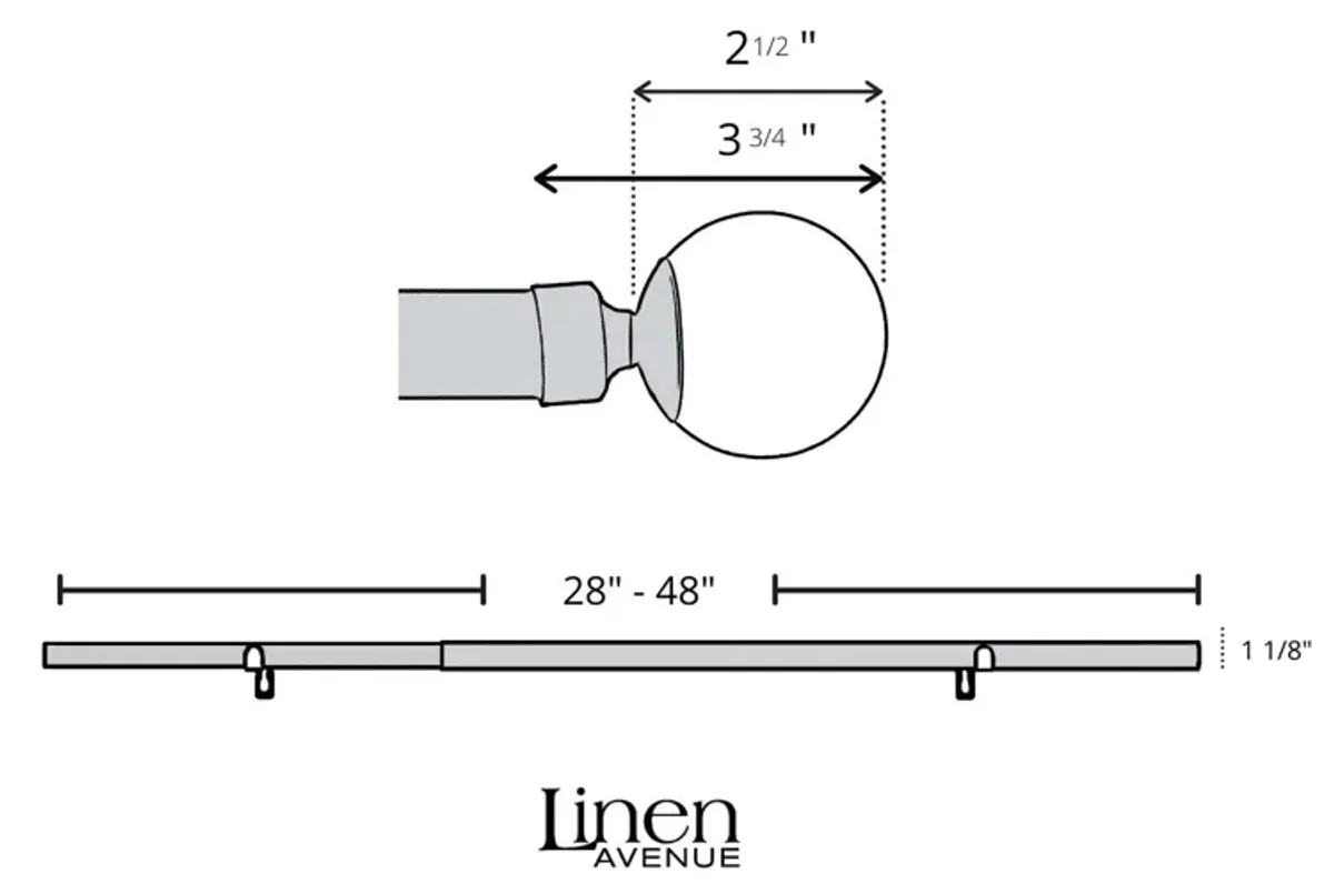 Linen Avenue Ball Double Window Curtain Rod Set