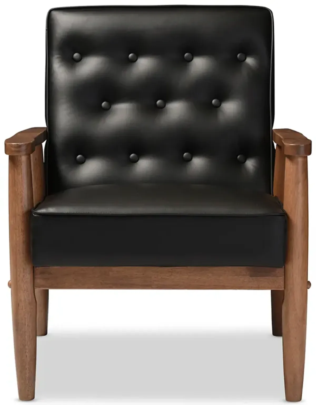 Baxton Studio Sorrento Mid-century Retro Modern Black Faux Leather Upholstered Wooden Lounge Chair