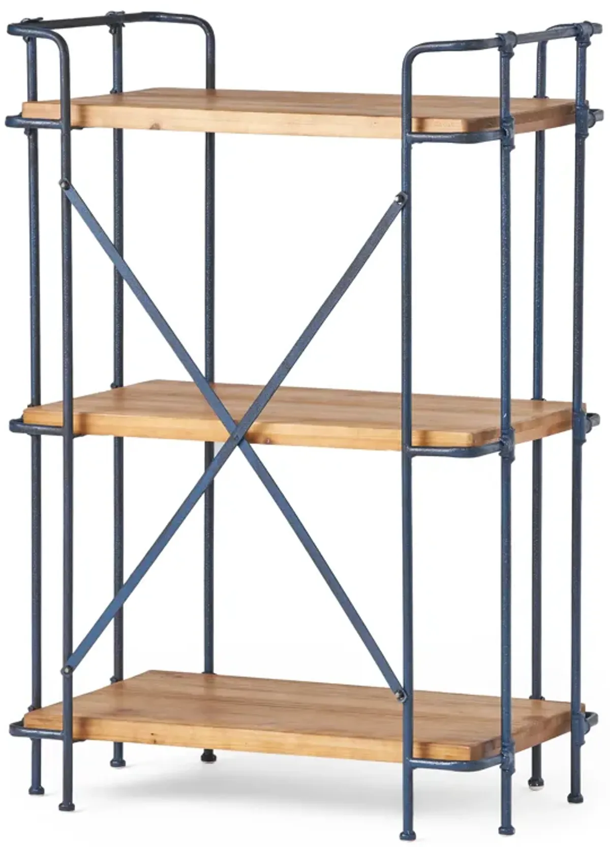 Industrial Etagere Bookcase Metal and Fir Wood