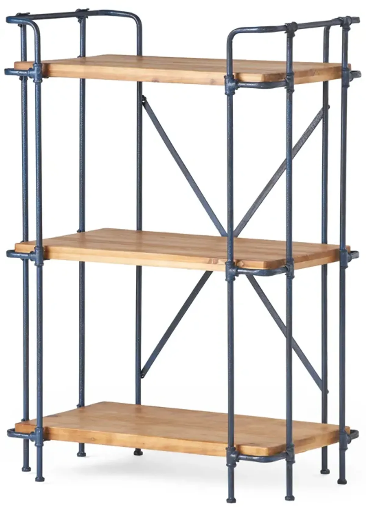 Industrial Etagere Bookcase Metal and Fir Wood