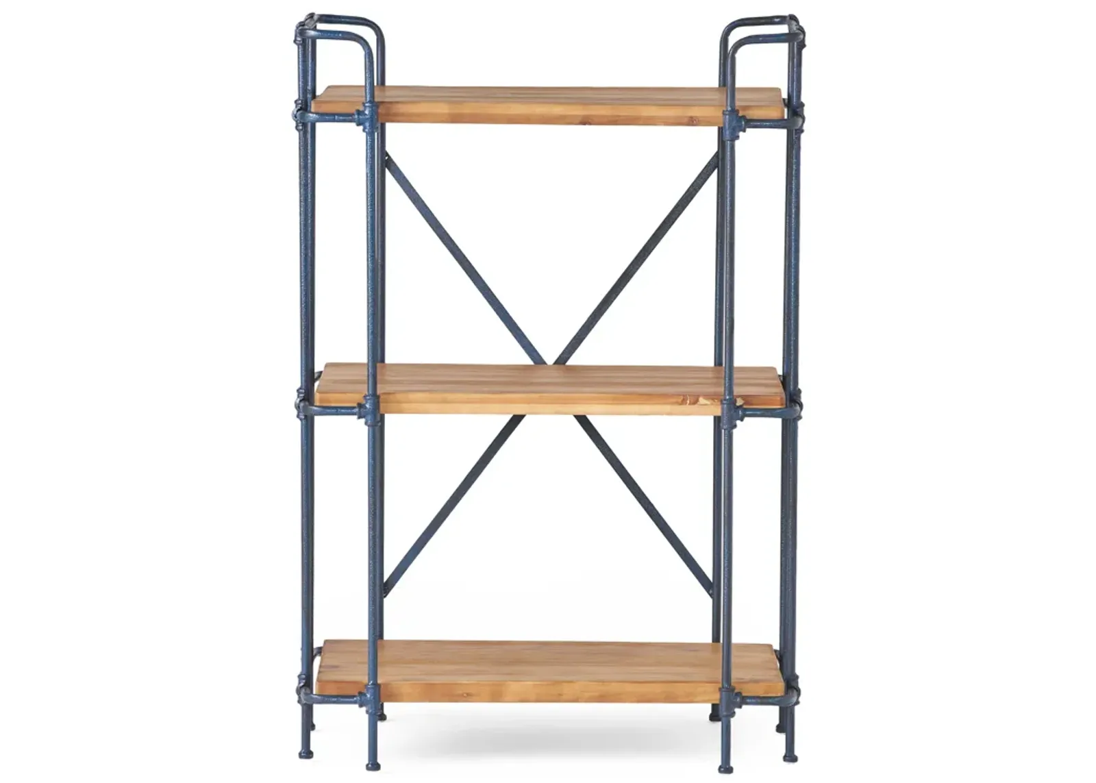 Industrial Etagere Bookcase Metal and Fir Wood