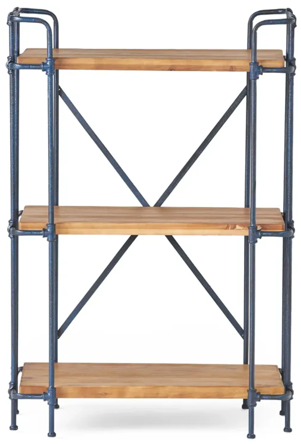 Industrial Etagere Bookcase Metal and Fir Wood