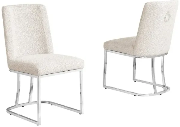 Cream With Silver Chrome Base Side Chairs, Set Of 2