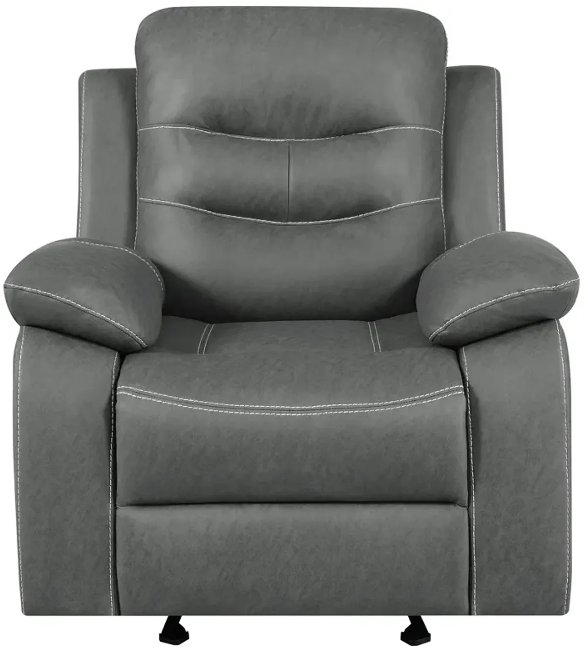 Ursula Manual Glider Recliner Chair, Dark Gray Microfiber Leather, Tufted,  - Benzara