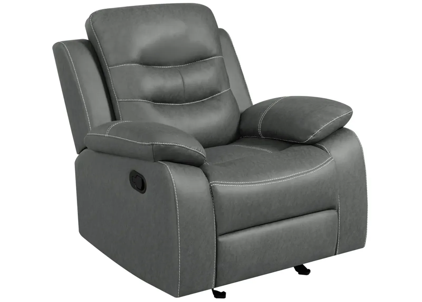 Ursula Manual Glider Recliner Chair, Dark Gray Microfiber Leather, Tufted,  - Benzara