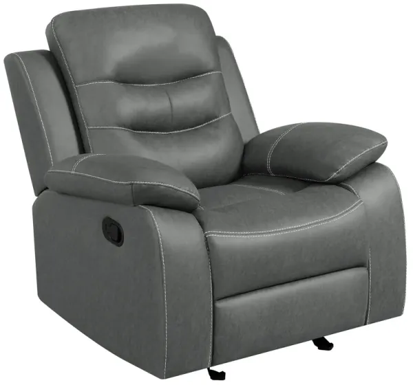 Ursula Manual Glider Recliner Chair, Dark Gray Microfiber Leather, Tufted,  - Benzara