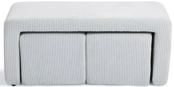 Glamour Home Belgin Beige Corduroy Velvet Fabric Bench with Ottomans