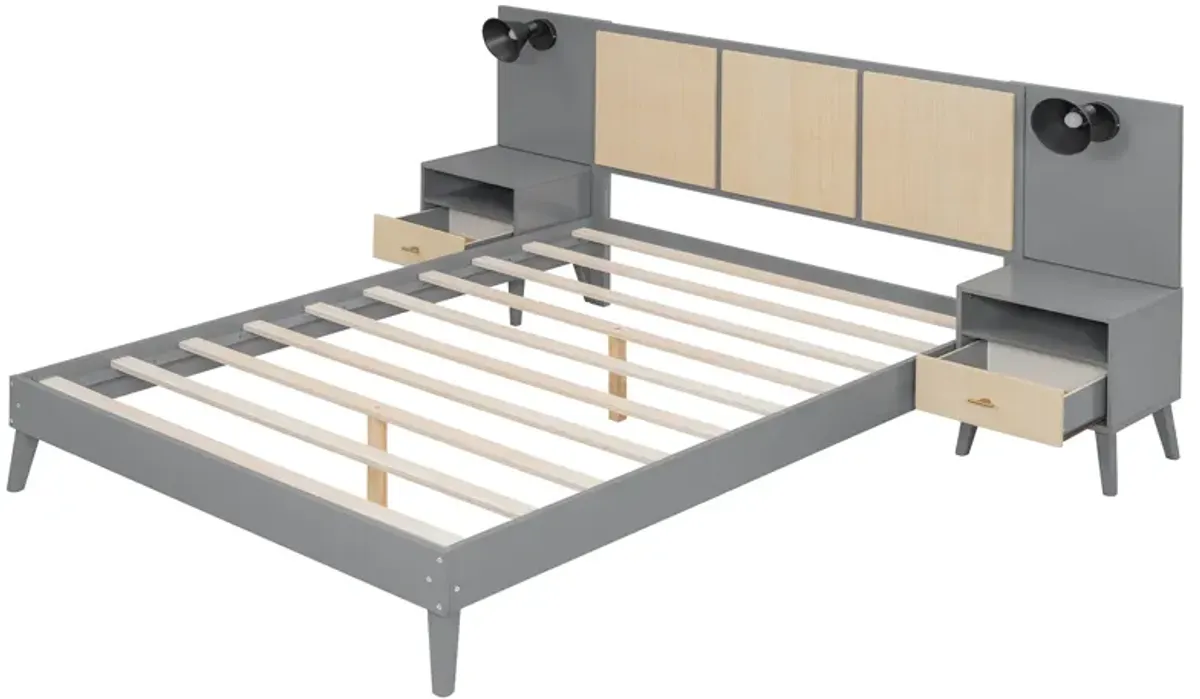 Merax Modern Platform Bed with 2 Nightstands