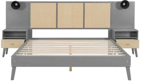 Merax Modern Platform Bed with 2 Nightstands