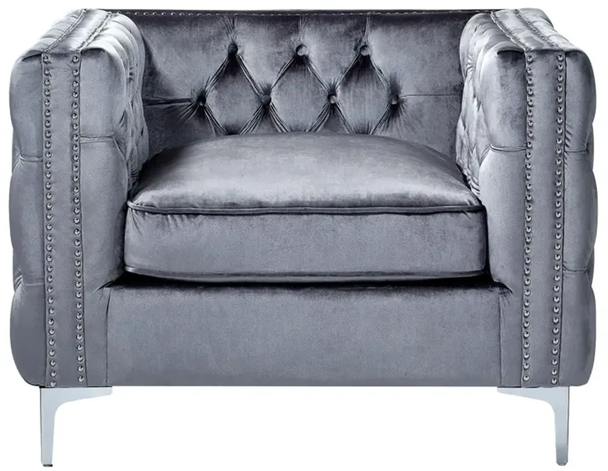 Inspired Home Clarinda Velvet Club Chair