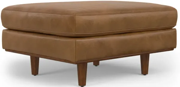 Morrison 33 inch Wide Mid-Century Modern Table Ottoman in Caramel Brown Top Grain Genuine Leather