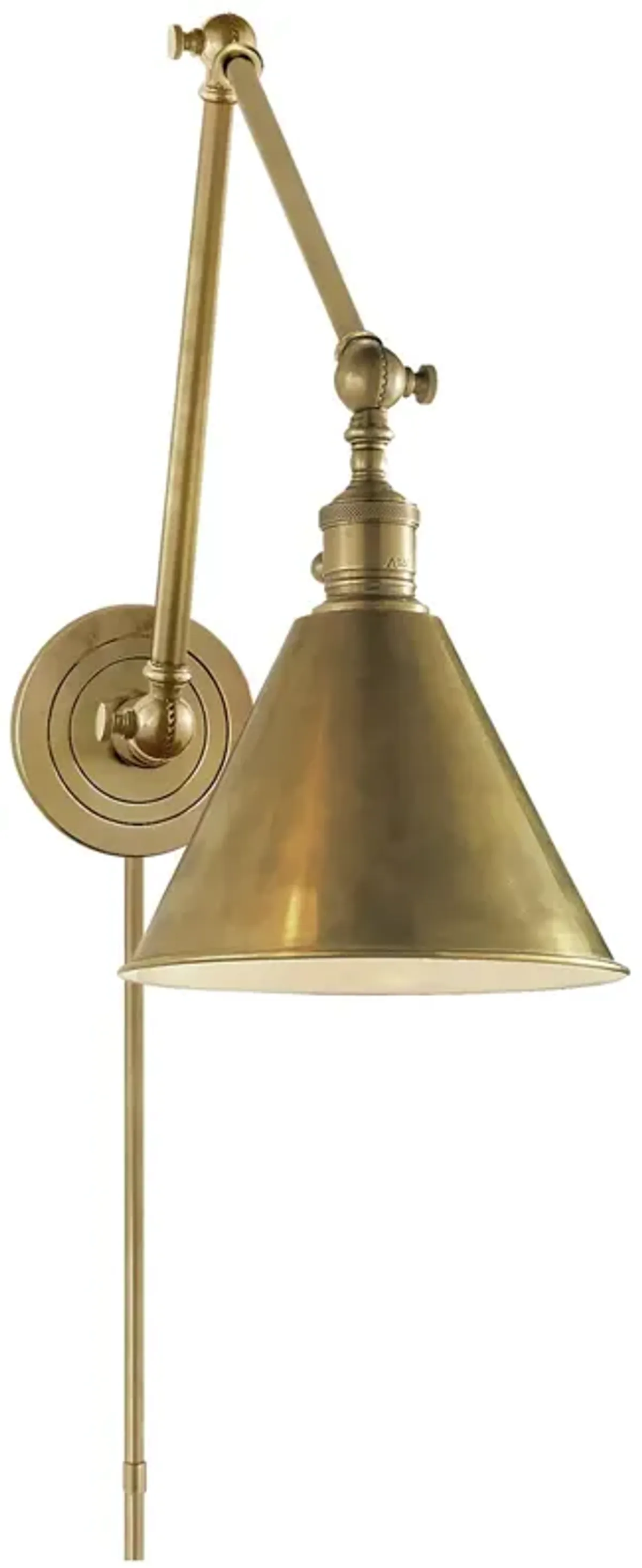 Boston Functional Double Arm Library Light in Antique Brass