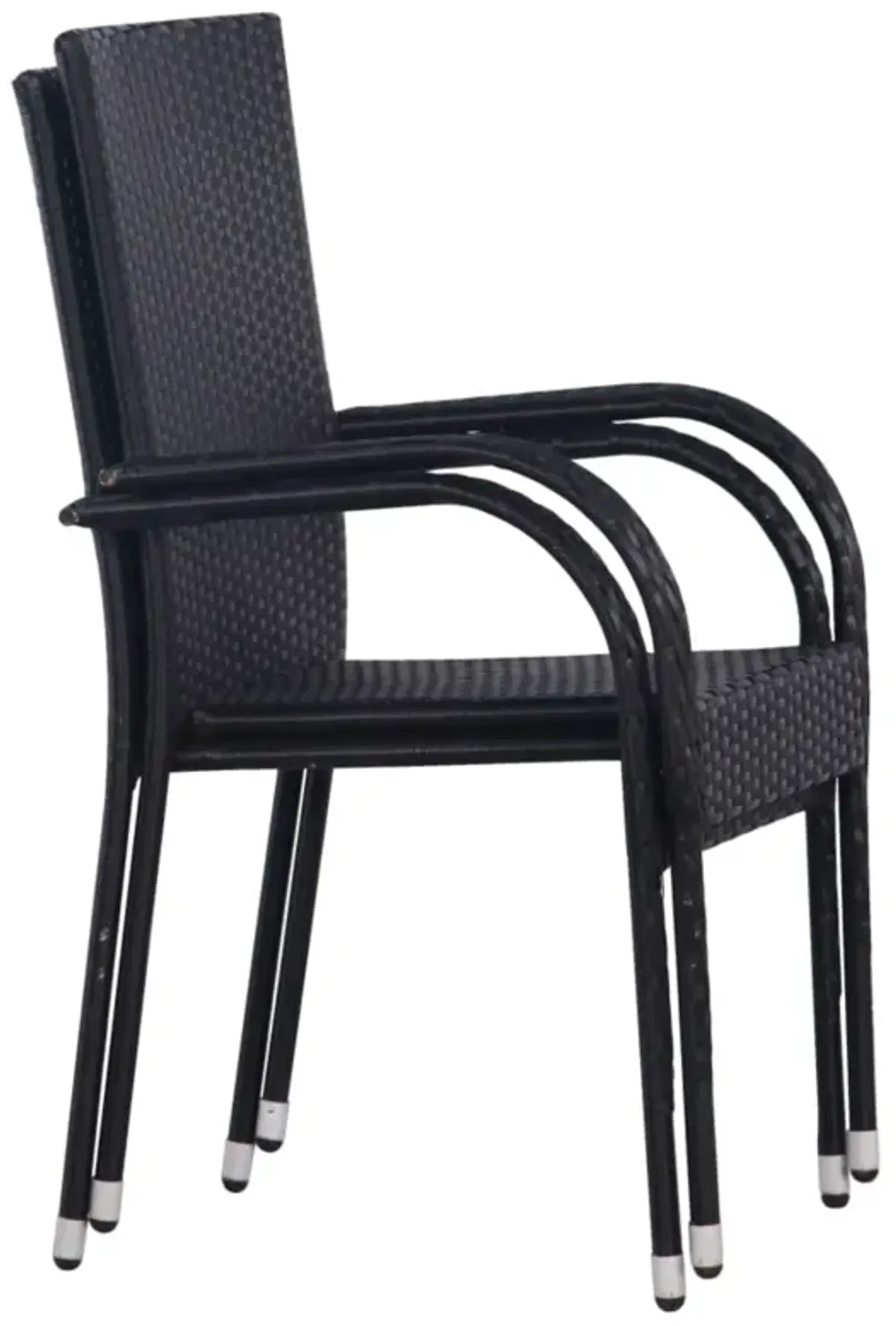 vidaXL Stackable Outdoor Chairs 2 pcs Poly Rattan Black