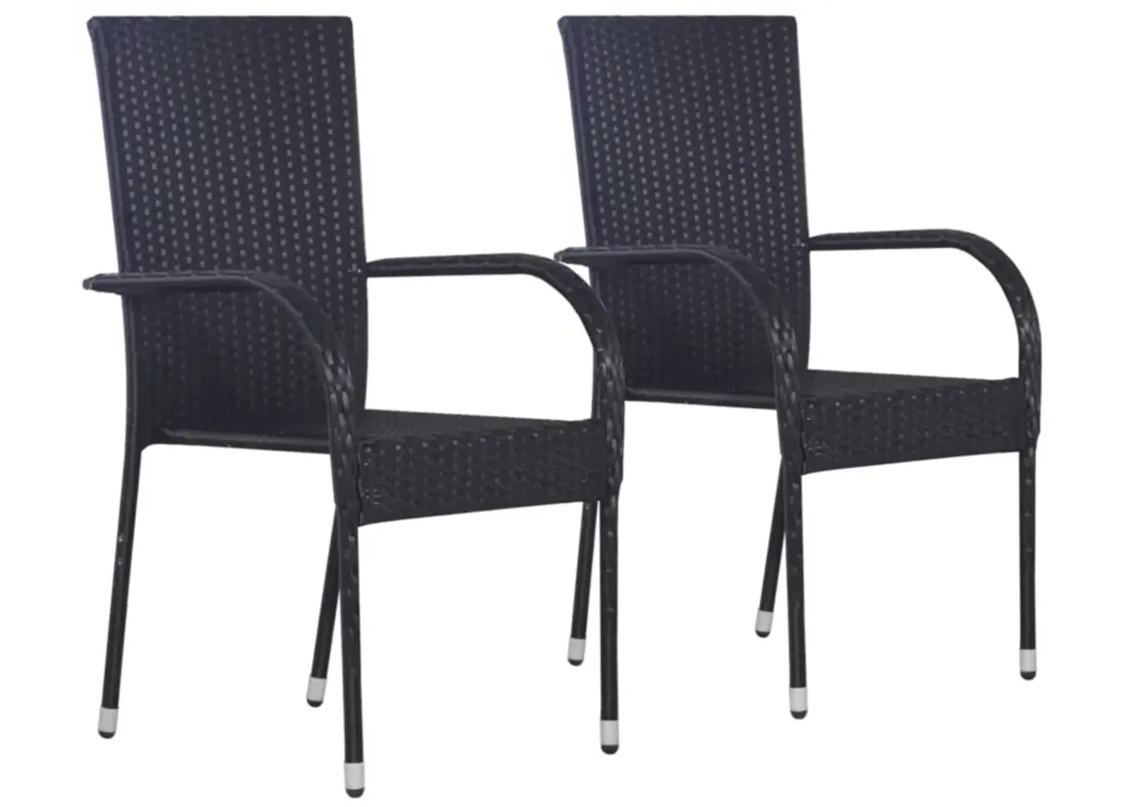 vidaXL Stackable Outdoor Chairs 2 pcs Poly Rattan Black