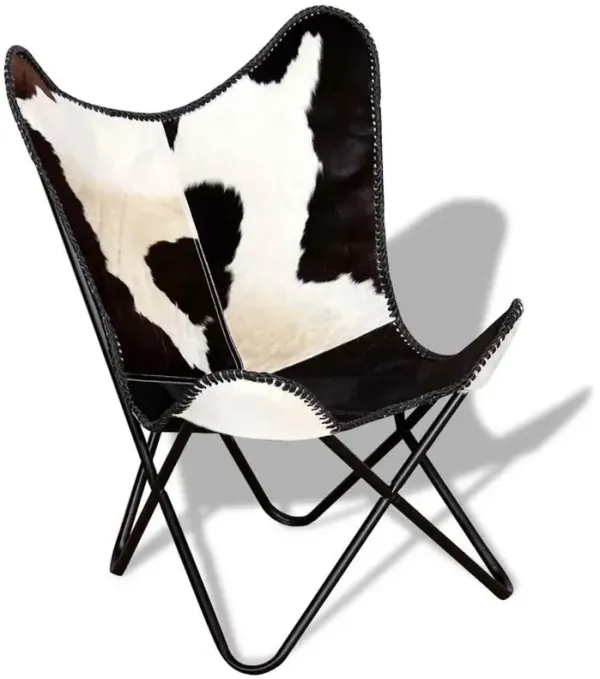 Butterfly Chair Black and White Real Cowhide Leather